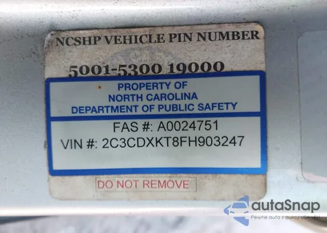 2015 Dodge Charger Police из США, поврежденный, VIN 2C3CDXKT8FH903247